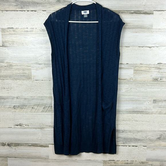 Old Navy Women's Sz xs Navy Blue Lightweight sleeveless cardigan - Picture 1 of 4